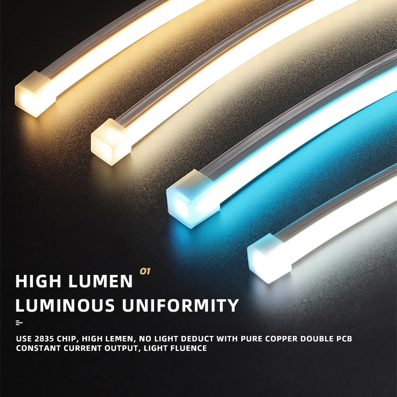 LED Neon Flex IP67 Brightness 6*12 RGB Tape LED Silicon Tube Bendable LED Neon Strip Waterproof Outdoor for Ceiling, Staircase, Garden, Landscape