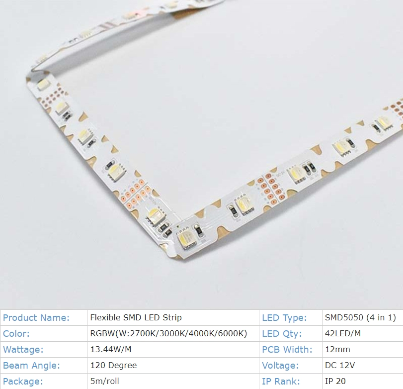 Flexible Zigzag Bendable S Shape SMD5050 RGBW LED Strip Light