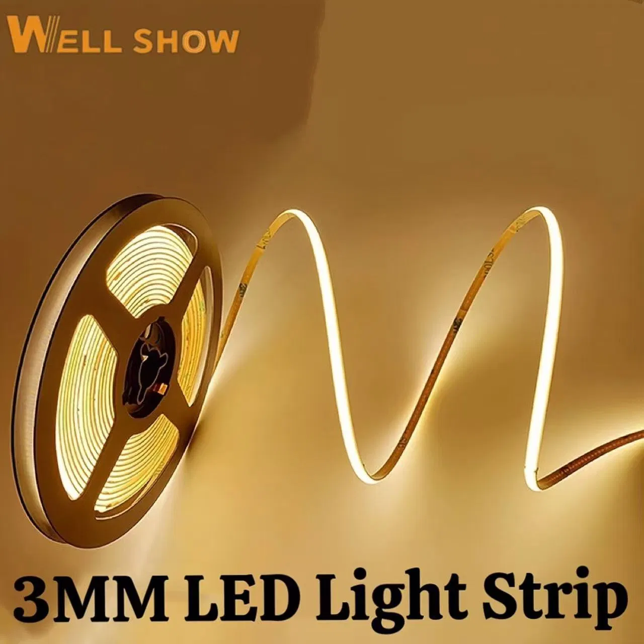 for Home Cabinet 3mm Ultra Narrow COB LED Strip Light Cuttable Strip