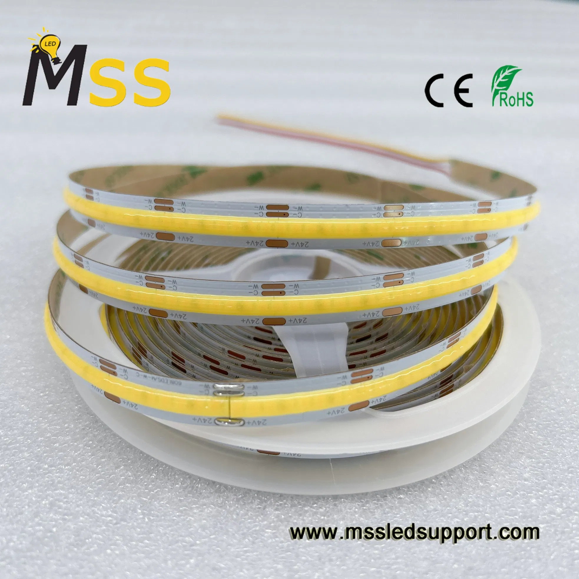 COB LED Strip CCT Tunable 2700K to 6500K 24K DC 608LEDs/M Two Color Adjustable White LED Light Strip Flip Chip Fcob LED Strip
