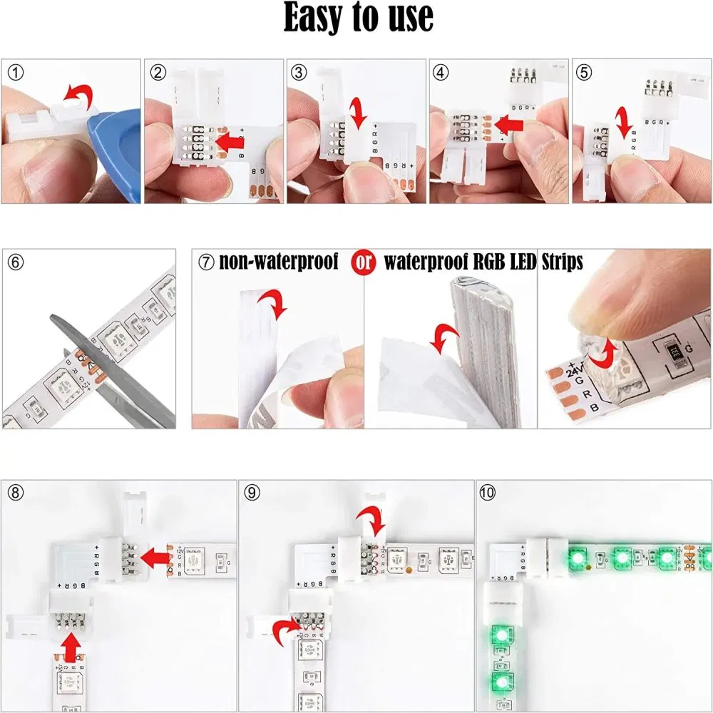 L Shape 4-Pin LED Connectors for Easy Installation