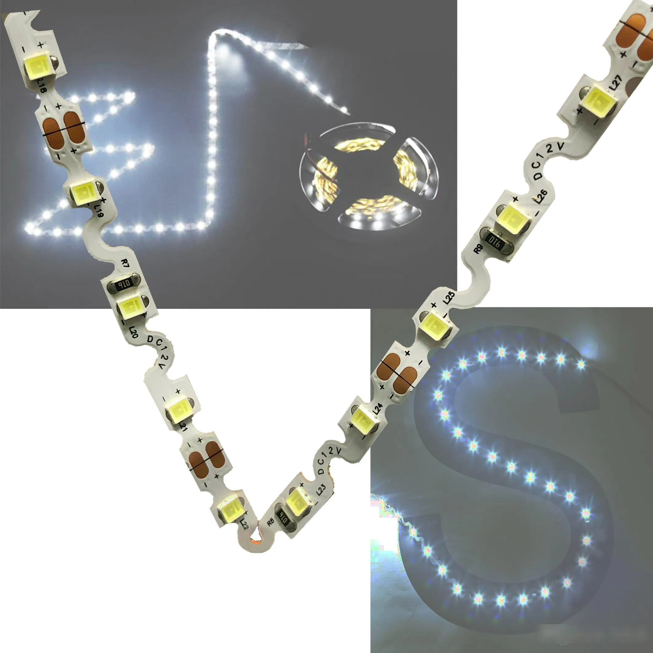 6mm 12V 60LEDs 72LEDs "S" Type Zig Zag PCB Shape LED Tape Easy Bend LED Strip light
