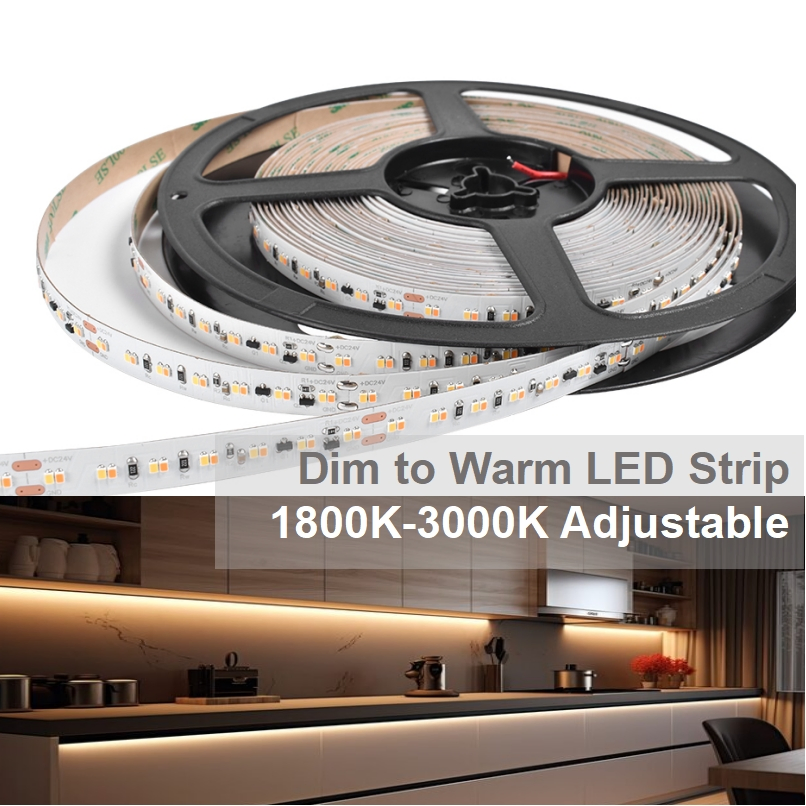 CCT SMD2216 LED Strip 1800~3000K 24V DC Dim to Warm LED Strip