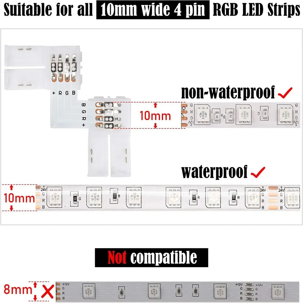 L Shape 4-Pin LED Connectors for Easy Installation