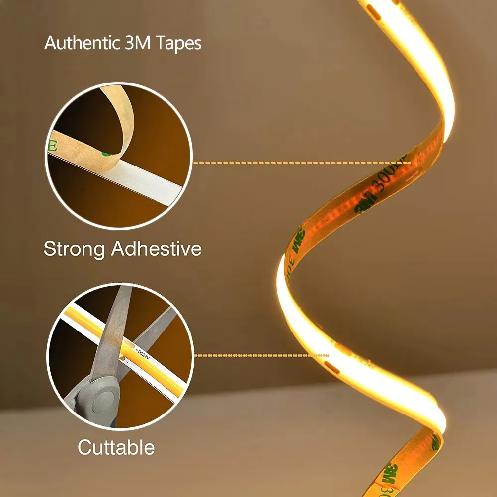 for Home Cabinet 3mm Ultra Narrow COB LED Strip Light Cuttable Strip