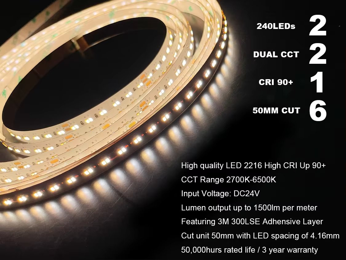 Dual Colour Tunable White LED Strip Light for Cabinets
