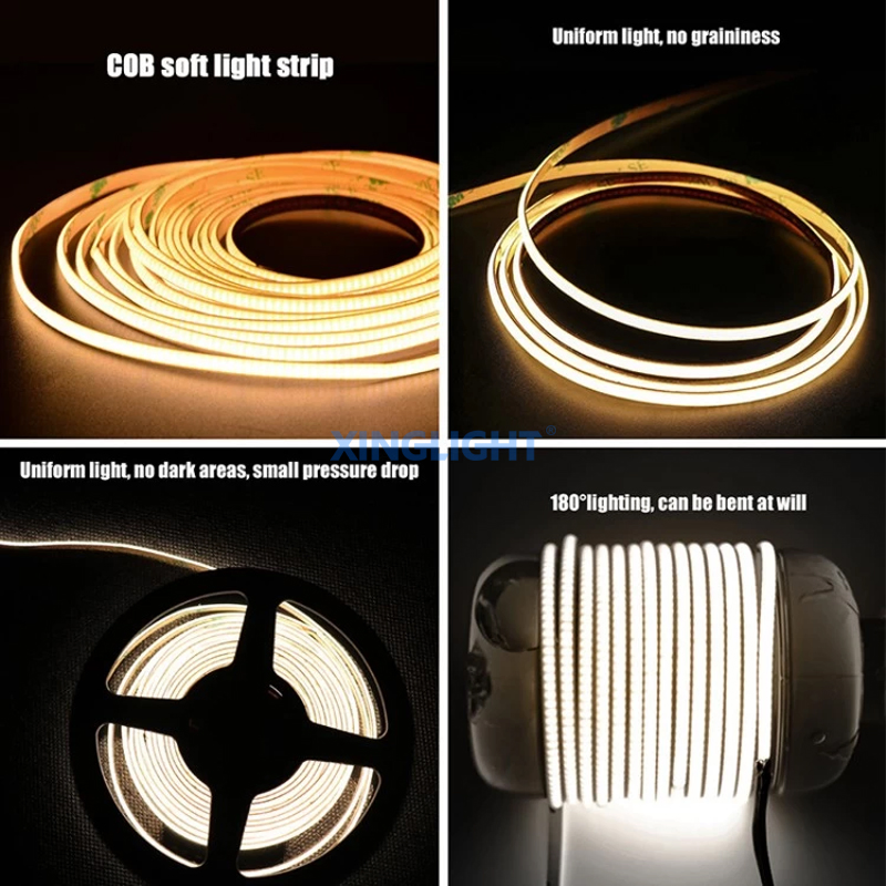 Ultra-Narrow Super Slim 12V 24V 3mm 4mm 5mm Width 400 LED Chips Flexible COB Strip Light