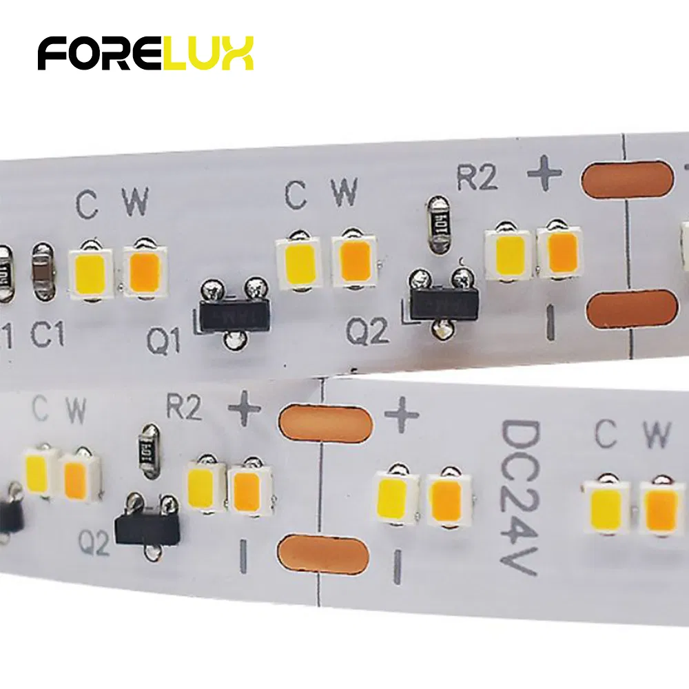 24VDC 2216 SMD 224LEDs/M 2-Wires White1800K+3000K Dim to Warm CCT Tunable Dimming LED Lights Strips