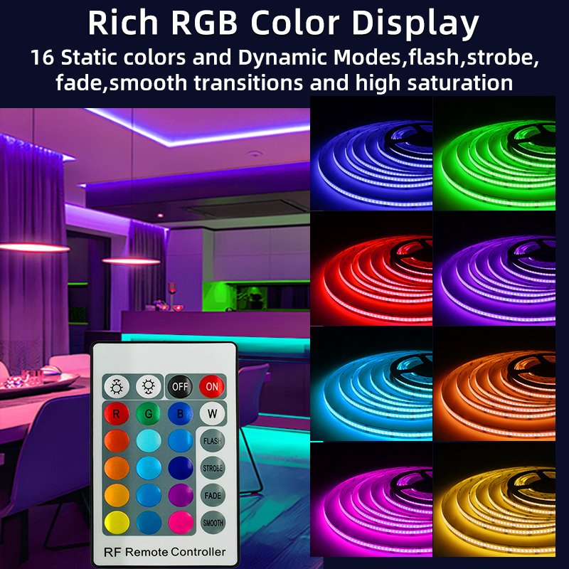 COB LED Strip Light 450/480/810/840 Leds/m High Density Energy Saving App Control Music Sync RGB LED Tape TV Backlight Ceiling Lighting OEM ODM Custom
