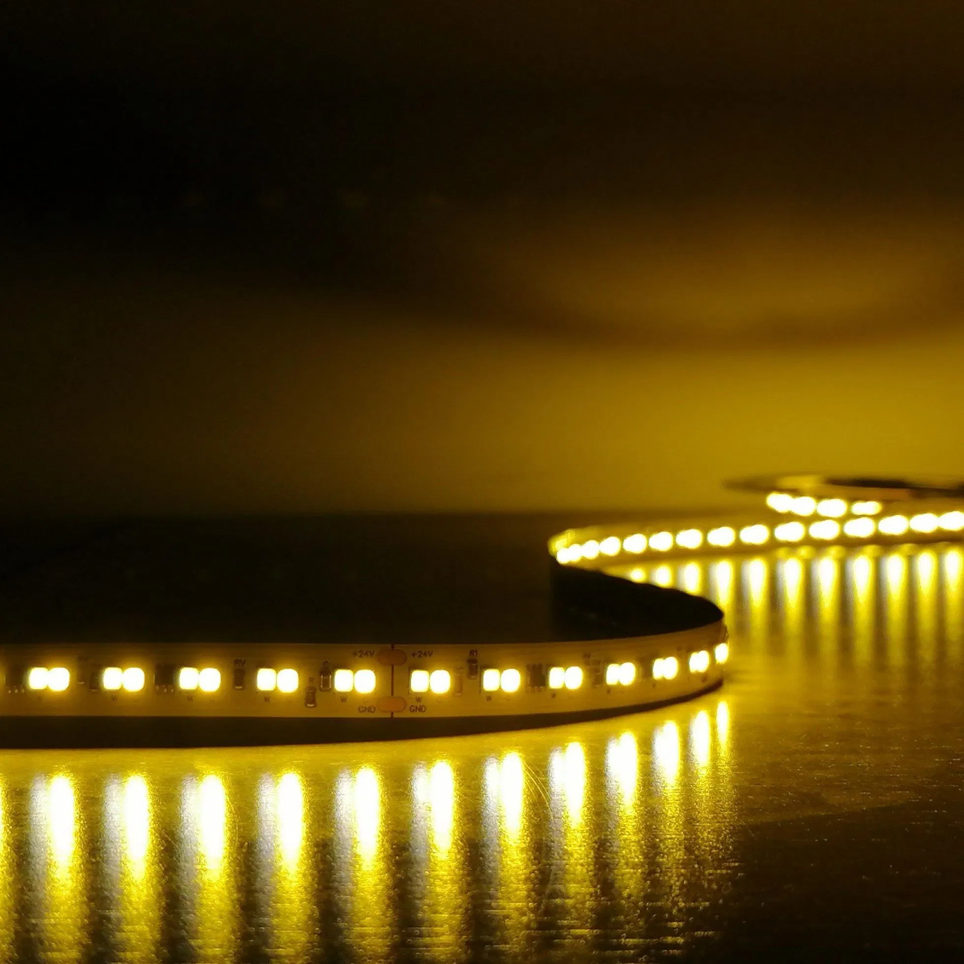 OEM ODM SMD2835 CCT LED Strip 196LEDs/M 2700~8000K 24V DC Dim to Warm LED Strip