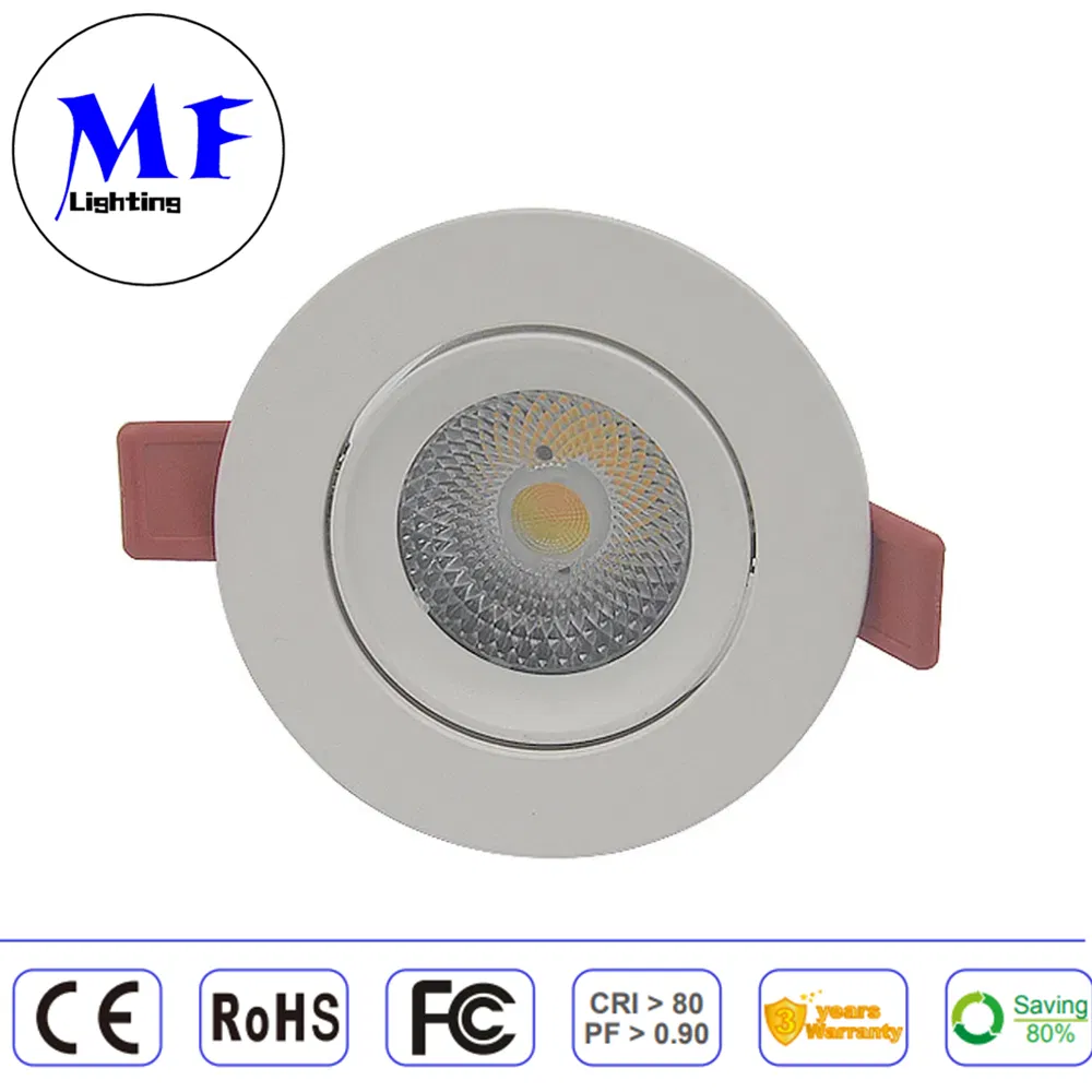 Factory Price Indoor Flicker Free 5 Years Warranty 8W CE/ RoHS 24V Tunable White Aluminum Frame Recessed COB LED Indoor Ceiling Down Light