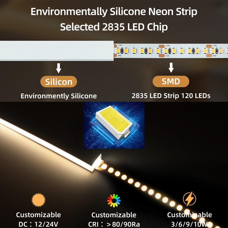 LED Neon Flex IP67 Brightness 6*12 RGB Tape LED Silicon Tube Bendable LED Neon Strip Waterproof Outdoor for Ceiling, Staircase, Garden, Landscape