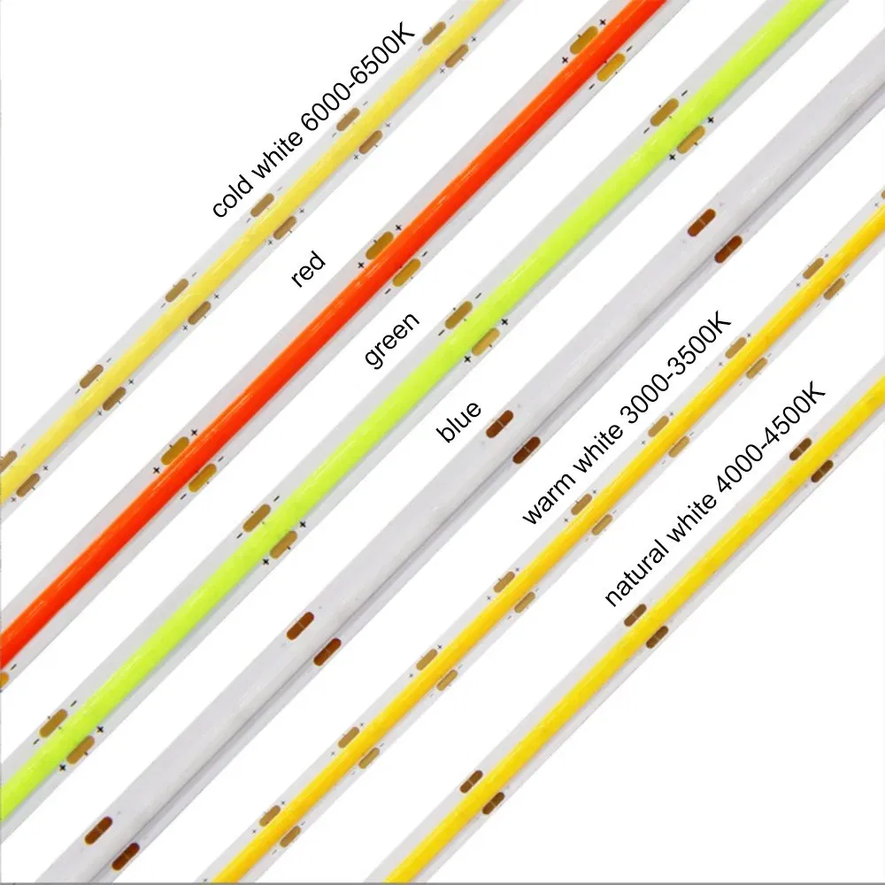 COB LED Strip 320 LEDs High Density Flexible Fcob LED Lights DC12V 24V Ra90 3000K 4000K 6000K Dimmable LED Tape 5m