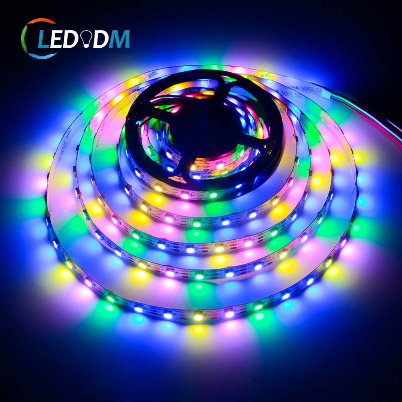 China Manufacturer 5V Ws2812b Ws2812 Sk6812 5050 RGB Color Chaging LED Strip Addressable Pixel Digital LED Lighting Strip with ETL