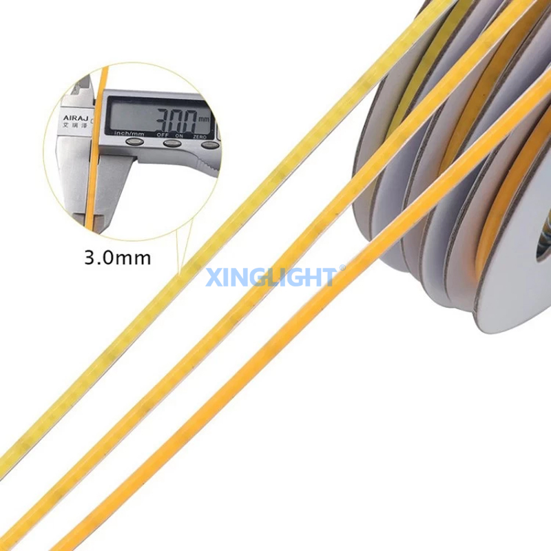 Ultra-Narrow Super Slim 12V 24V 3mm 4mm 5mm Width 400 LED Chips Flexible COB Strip Light