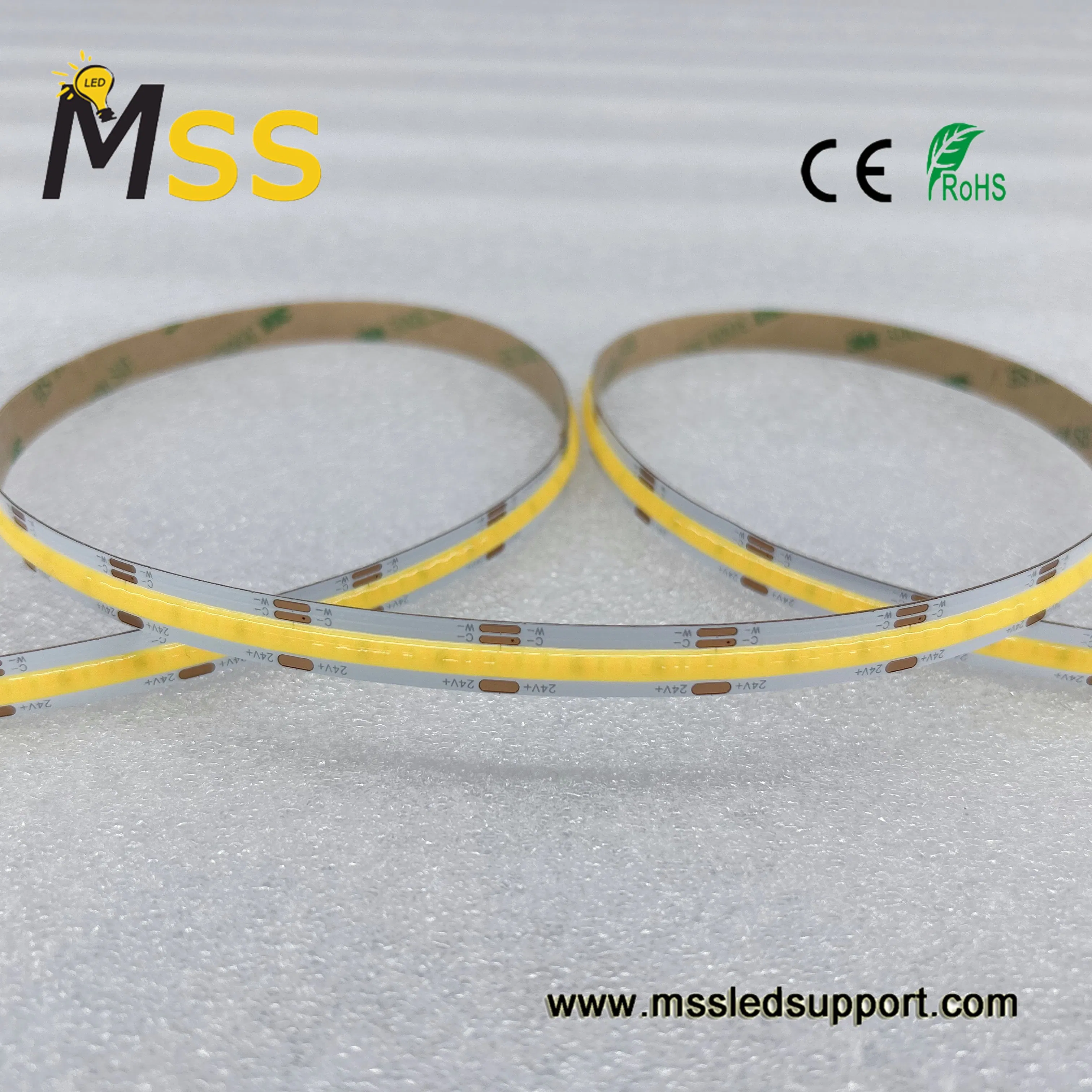 Dots Free COB 608LEDs Dimmable Dual Color LED Strip DC12V 24V 10mm Wide Soft COB CCT Tunable White LED Light Strip Lights