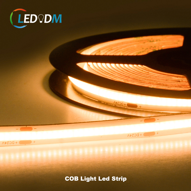 Dim to Warm 24V CCT COB LED Vs SMD LED Strip Warm White Ultra Thin Cheap Dream Color China COB LED Strip with ETL CE Rhos