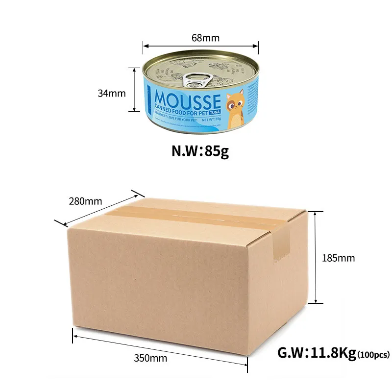 Comida para Gatos y Perros OEM Comida Húmeda en Lata para Gatos Snacks 85g