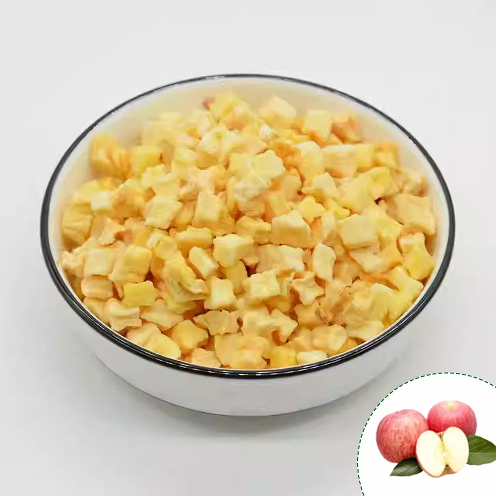 Venta caliente de dados de manzana deshidratados, cubos de manzana seca, fruta deshidratada en cubos, té de fruta, bocadillos para mascotas