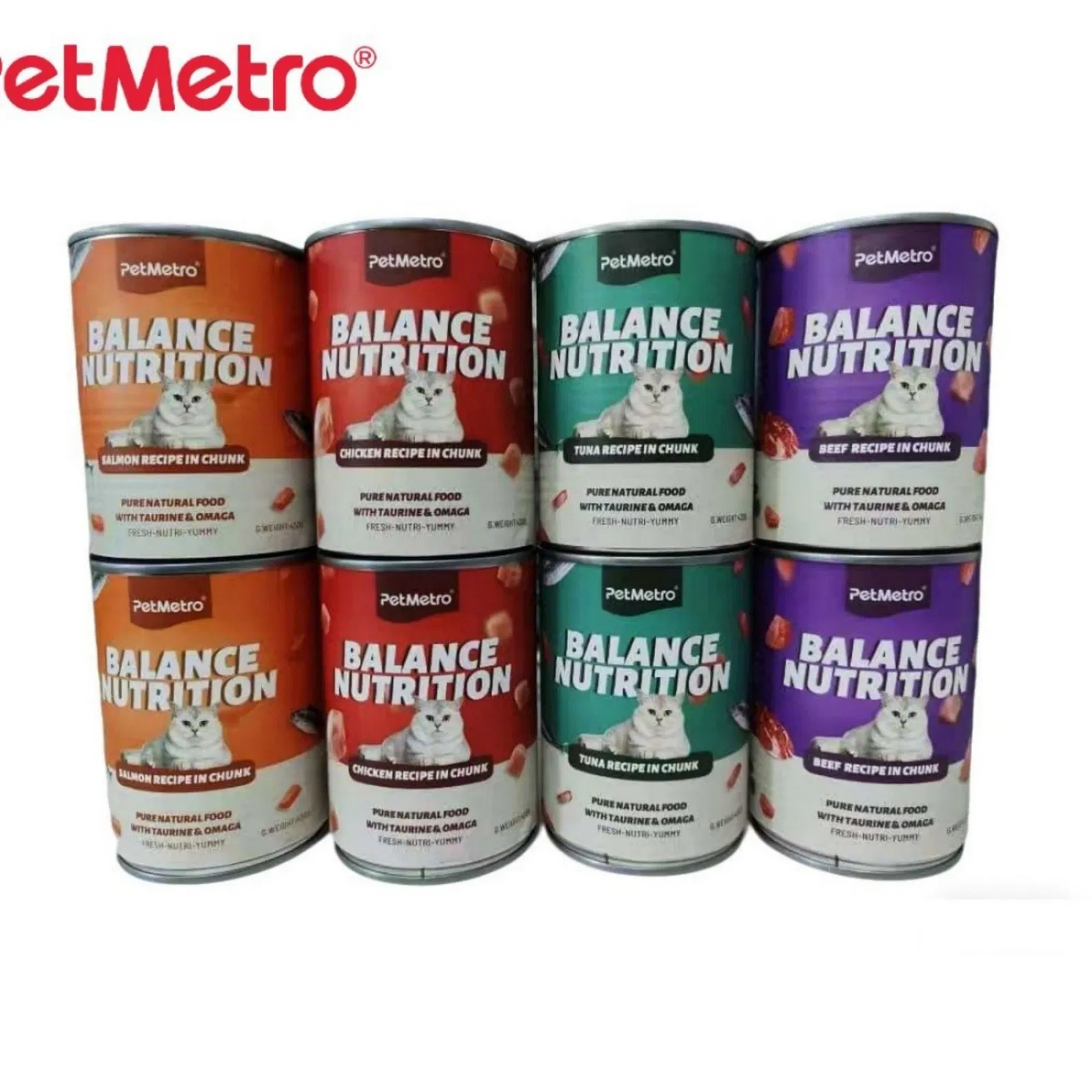 Comida húmeda natural para gatos con textura de carne suave para una fácil alimentación, trozos en salsa