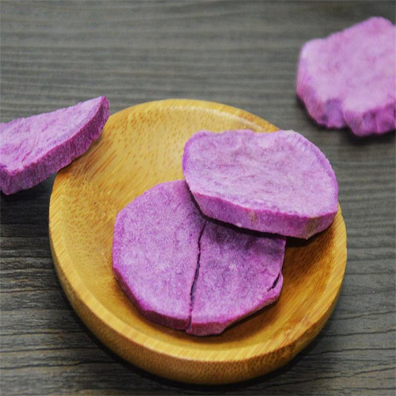 Alimento saludable fruta liofilizada rodajas de batata morada alimento para mascotas