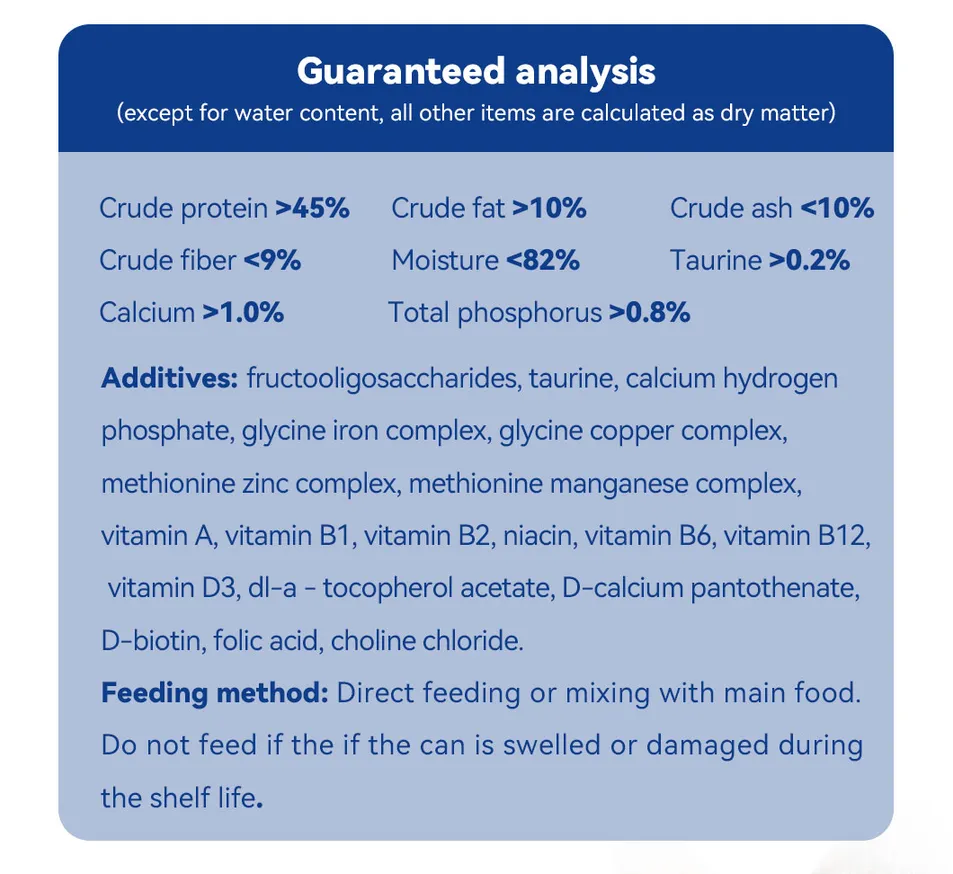 Comida húmeda premium de alta proteína para gatos, comida enlatada personalizada para mascotas con sabores de pollo y atún