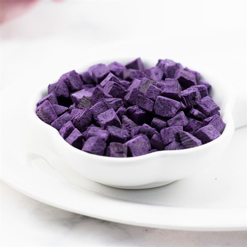 Alimento saludable fruta liofilizada rodajas de batata morada alimento para mascotas