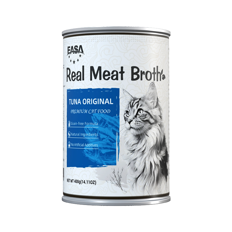 Comida para gatos húmeda orgánica y saludable 400g carne en caldo, apoyo a la hidratación, snack rico en proteínas, tienda de mascotas, elección del distribuidor, bajo MOQ