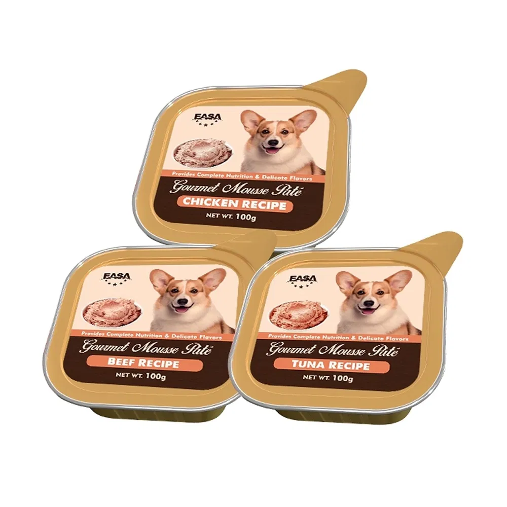 Comida Húmeda Easa Perro Multi Sabor Mousse Paté 100g×12 Latas Carne Alta Palatabilidad Comida Húmeda