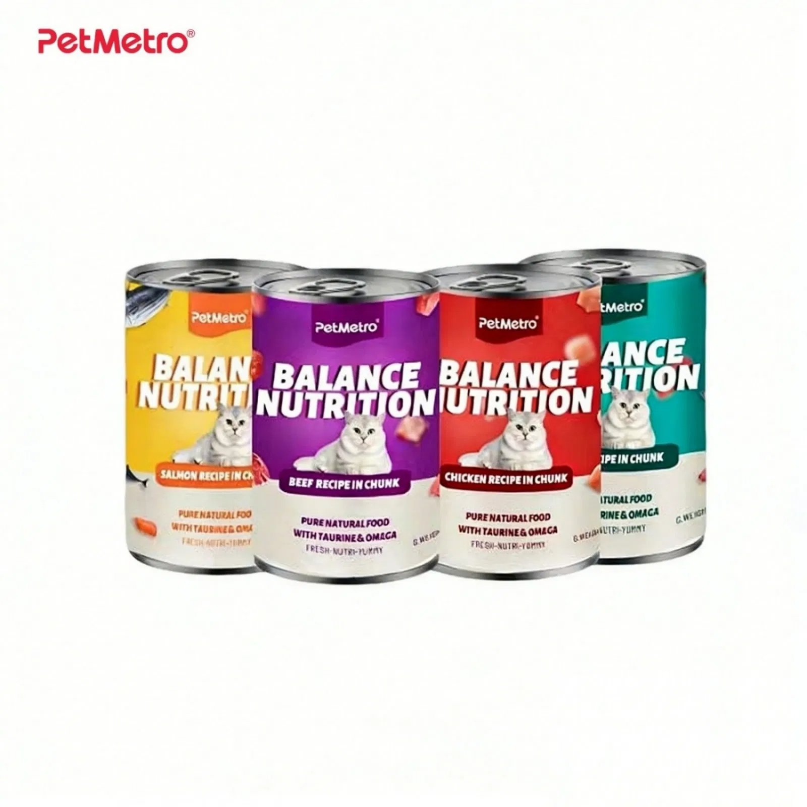Comida húmeda natural para gatos con textura de carne suave para una fácil alimentación, trozos en salsa