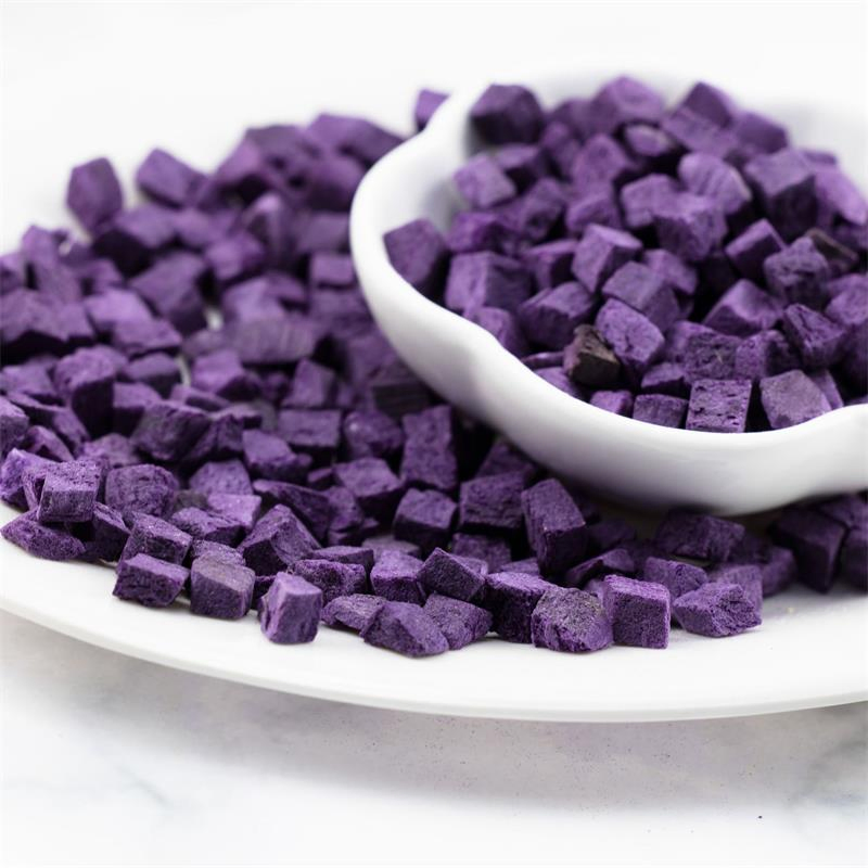 Alimento saludable fruta liofilizada rodajas de batata morada alimento para mascotas