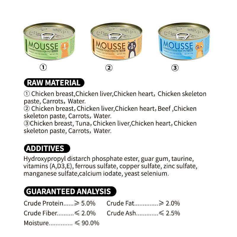 Comida para Gatos y Perros OEM Comida Húmeda en Lata para Gatos Snacks 85g