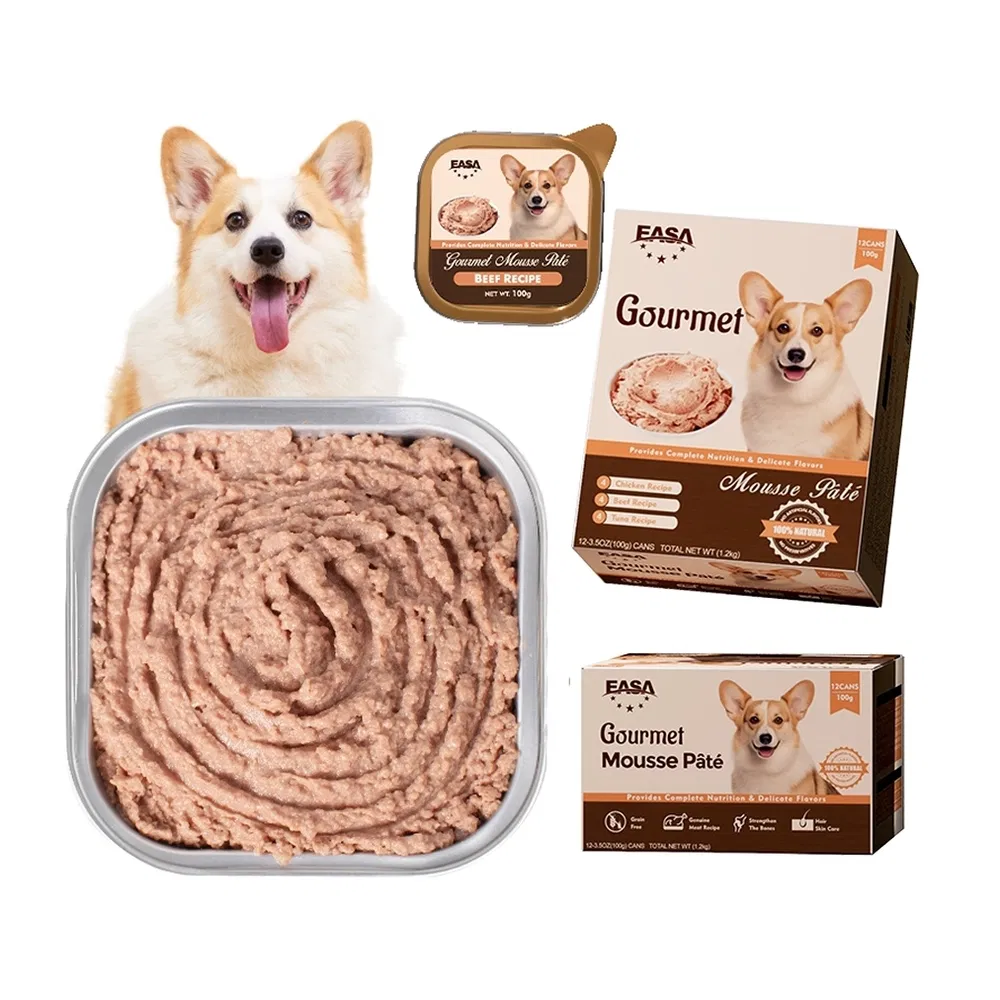 Precio Bajo Mayorista Fábrica China Comida Húmeda Easa Perro Mousse de Atún Pate100gno Aditivos Sin Granos Comida Húmeda para Perros