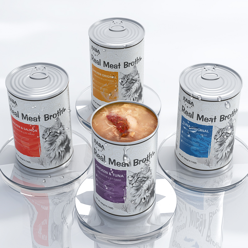 Comida para gatos húmeda orgánica y saludable 400g carne en caldo, apoyo a la hidratación, snack rico en proteínas, tienda de mascotas, elección del distribuidor, bajo MOQ