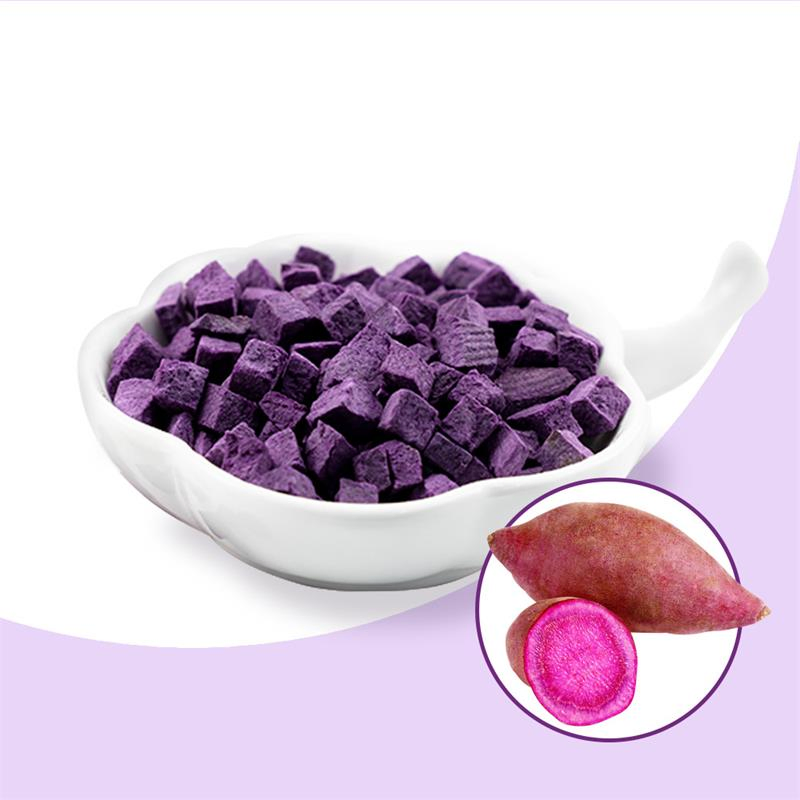 Alimento saludable fruta liofilizada rodajas de batata morada alimento para mascotas