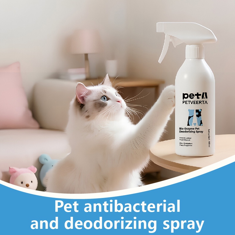 Proveedores de productos para mascotas OEM ODM, spray natural para la eliminación de olores de mascotas, fórmula antibacteriana de frescura para perros y gatos, etiqueta privada