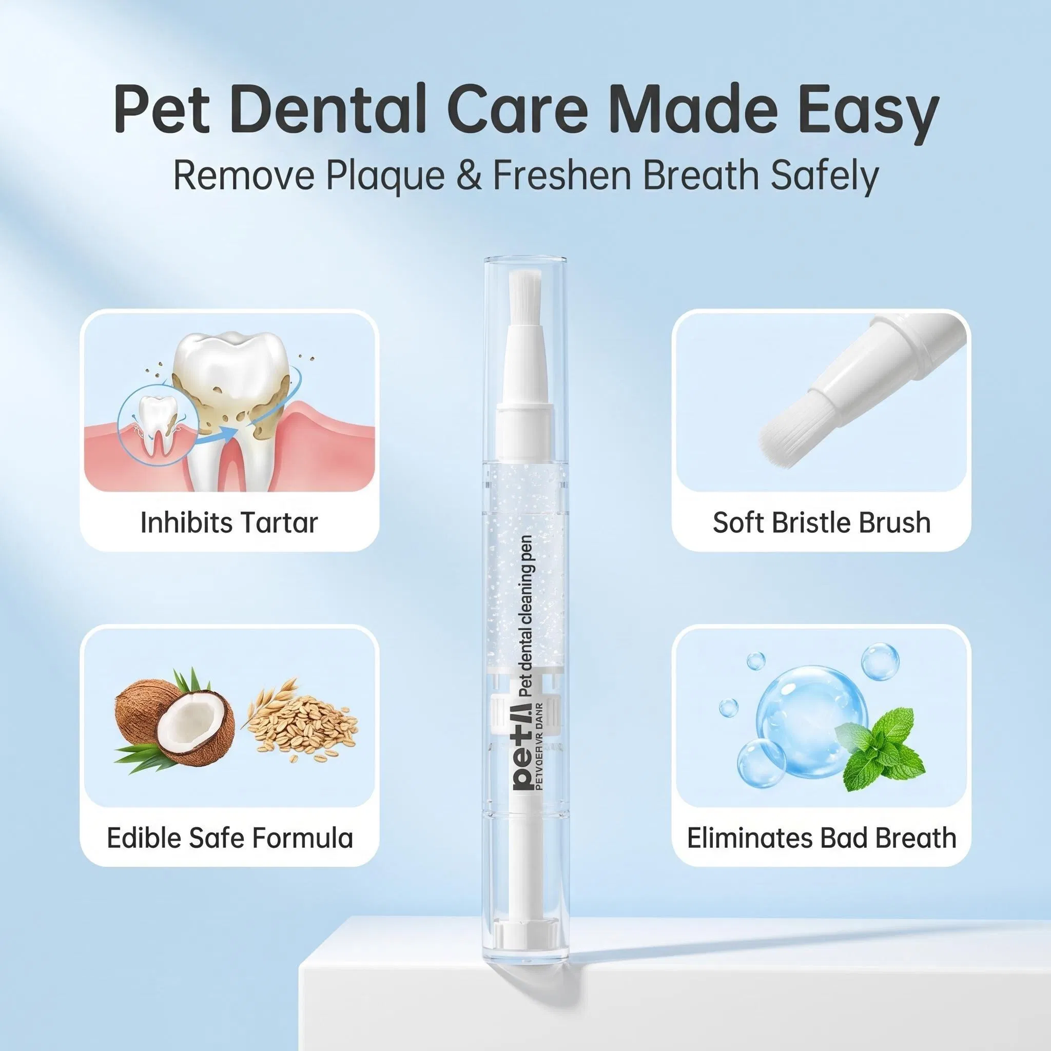 Fácil de usar bolígrafo dental para el cuidado de la higiene oral de mascotas