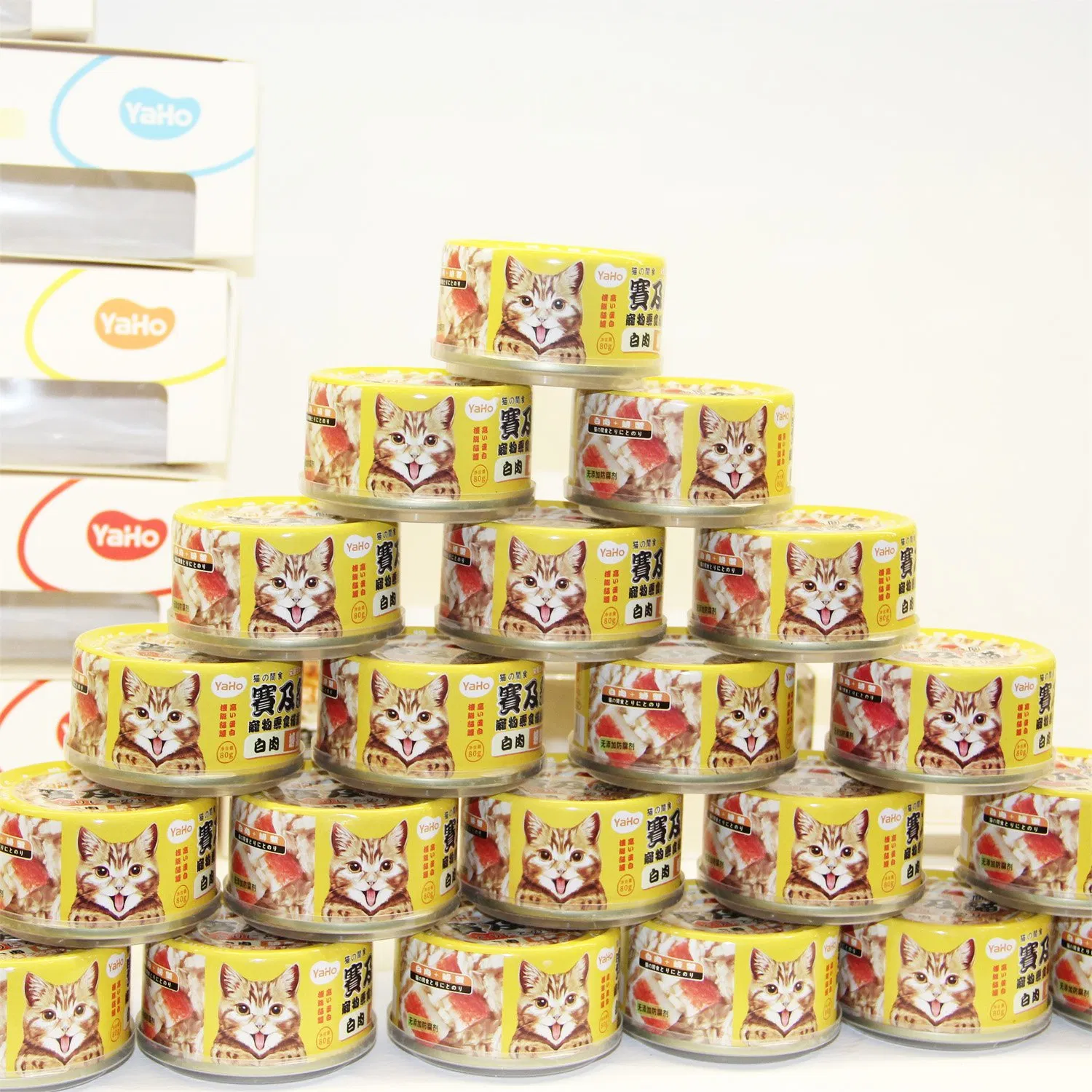 100% Premium Precio de suministro de fábrica Pollo natural/ carne de res/ Atún/ Láchon Producto para perros alimento para mascotas tratamiento de varilla de fluido de gato húmedo cremoso Pollo en lata