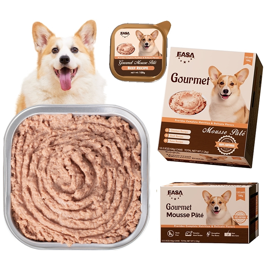 Comida enlatada húmeda para perros de carne picada natural y saludable 100g