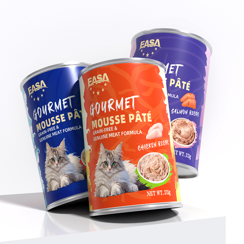 Comida enlatada húmeda para mascotas 375g Atún Pollo Res Bacalao Deliciosos bocadillos para gatos
