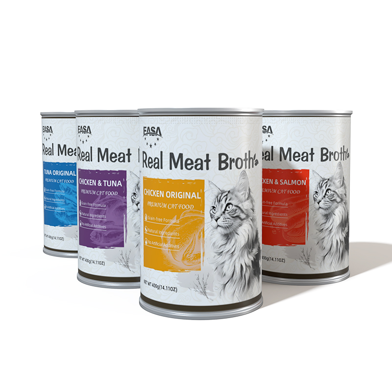 Comida para gatos húmeda en salsa de carne con caldo sabroso, paquete de variedad 400g fabricante de alimentos para mascotas en China con MOQ bajo, OEM y ODM