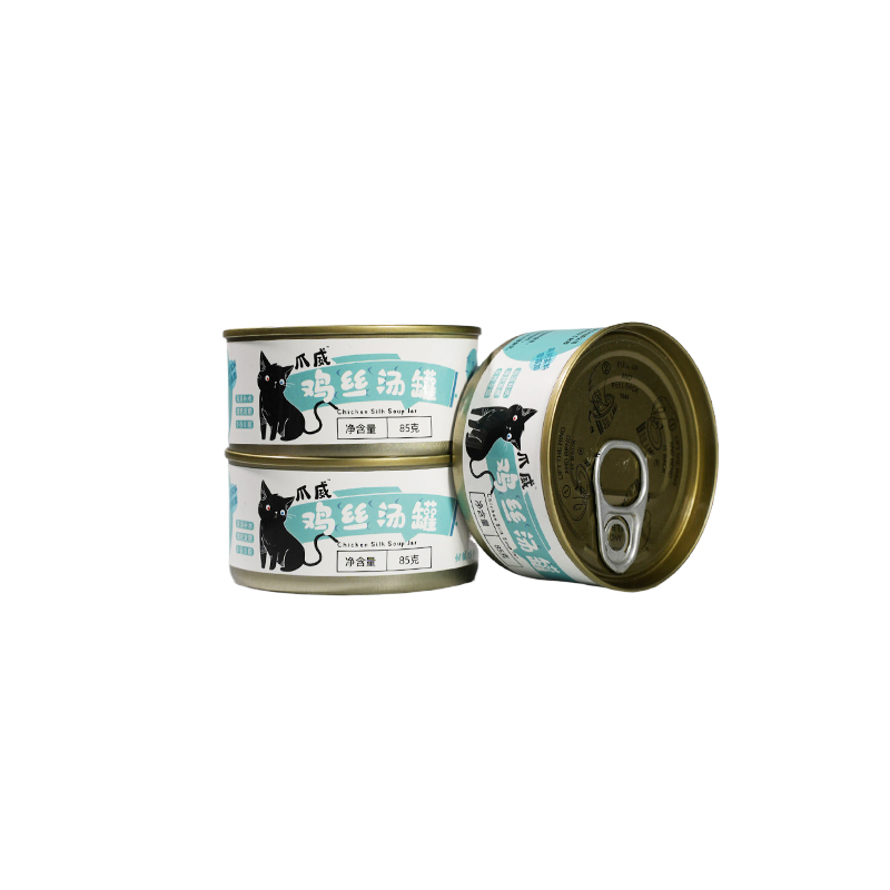 Suplemento alimenticio saludable natural sin granos para gatos / comida húmeda enlatada de pollo / atún / res / bacalao / pato / bocadillo marino / caldo de pescado
