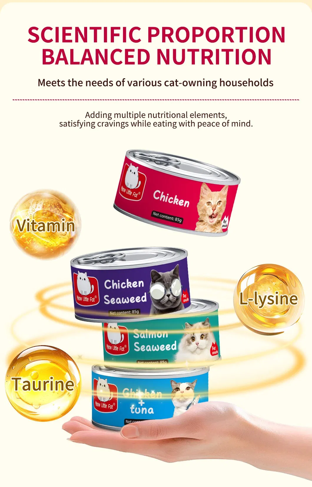 Venta Caliente Fábrica Carne Primero Snacks Húmedos Enlatados Comida para Mascotas para Gatos
