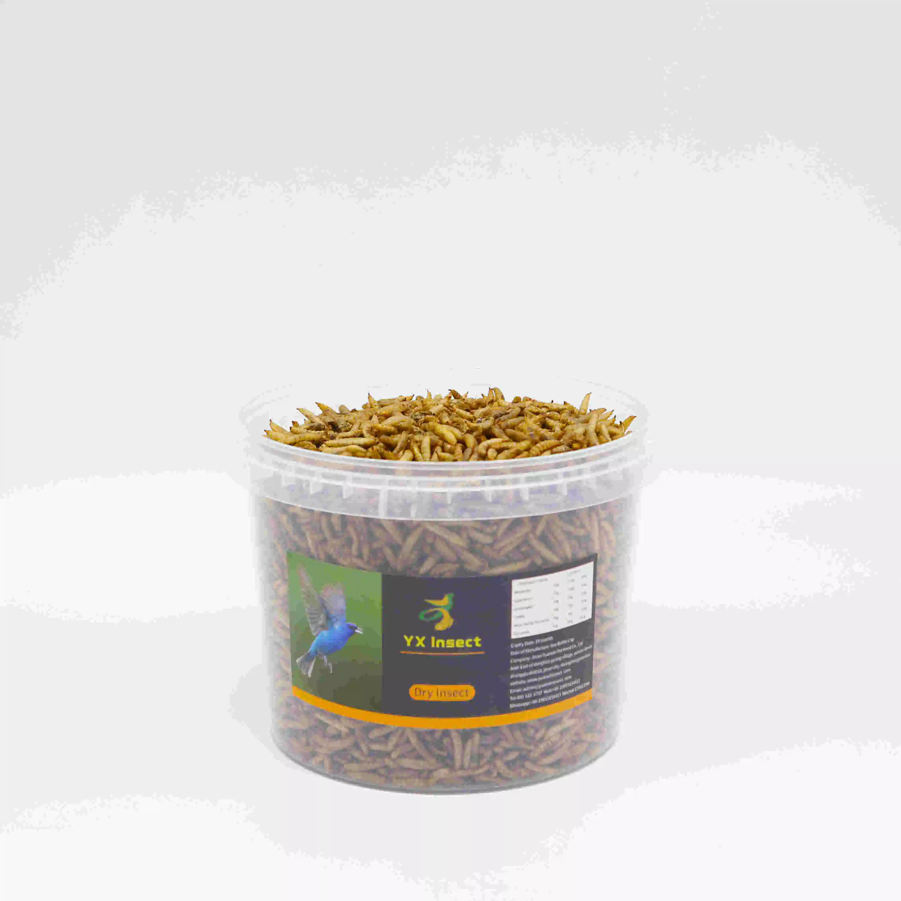 Alimento para peces de alta proteína a granel, alimento para aves/alimento para mascotas hecho de gusanos de harina deshidratados