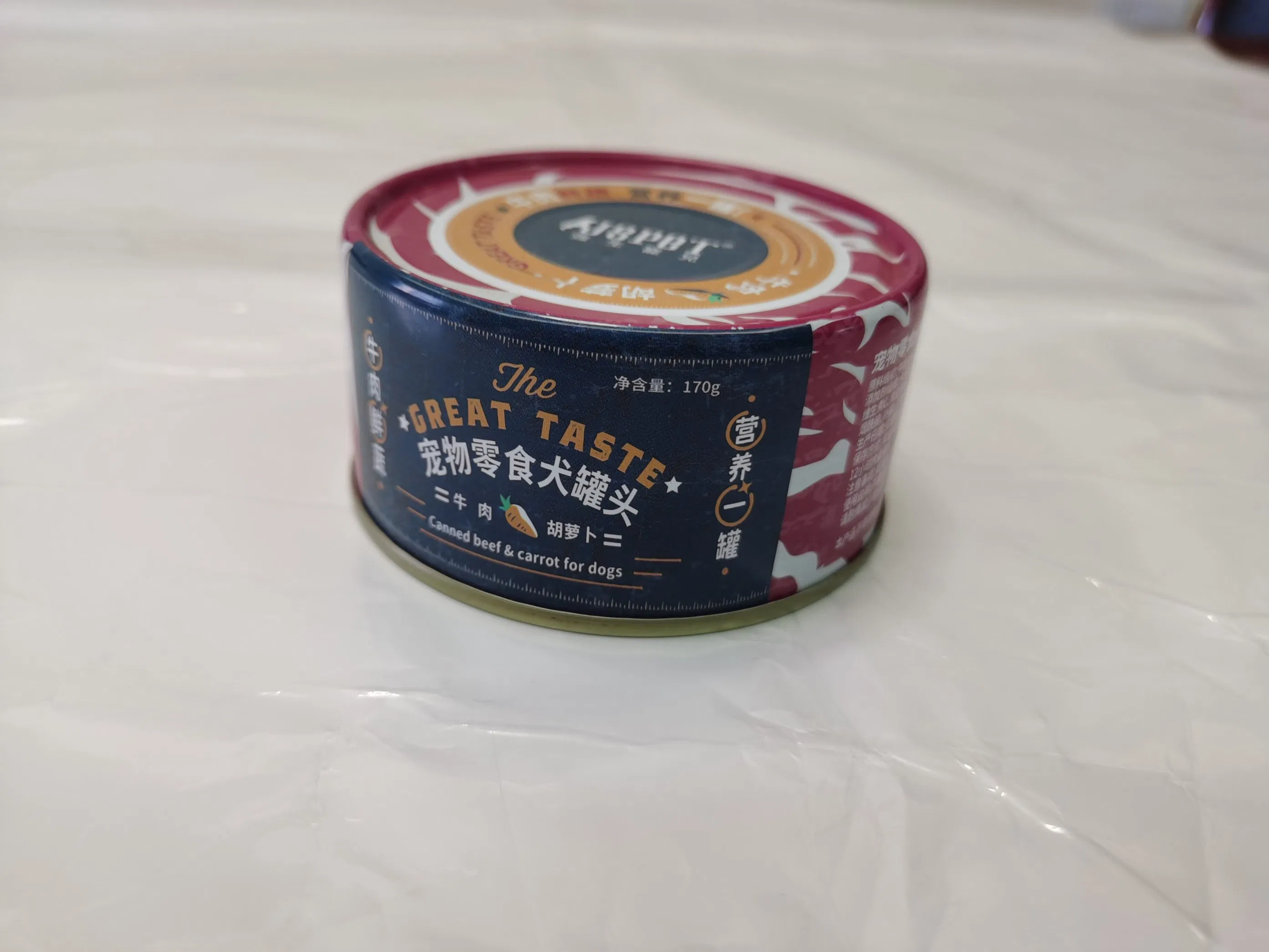 Comida enlatada para mascotas, lata húmeda para perros, alimento húmedo, producto para mascotas, sabor a carne de res y zanahoria