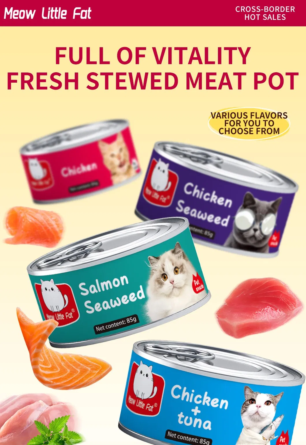 Venta Caliente Fábrica Carne Primero Snacks Húmedos Enlatados Comida para Mascotas para Gatos