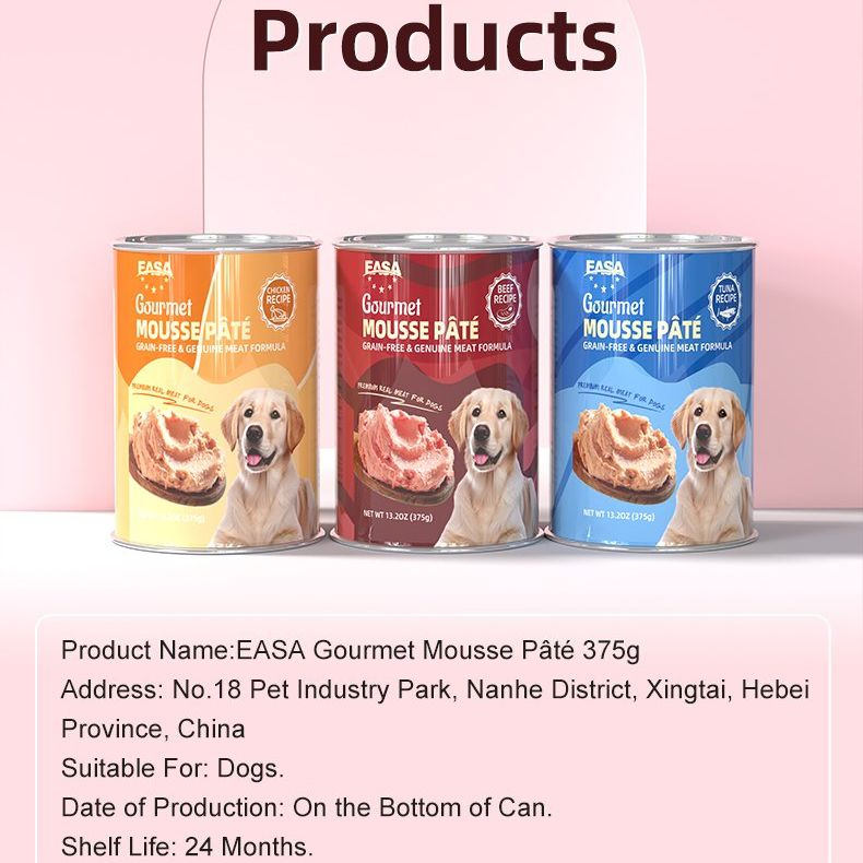 Comida Húmeda Easa Dog Sin Granos Fórmula de Carne de Res y Pescado con Soporte para la Salud de las Articulaciones y la Piel Vitaminas y Minerales 375g para Todas las Razas