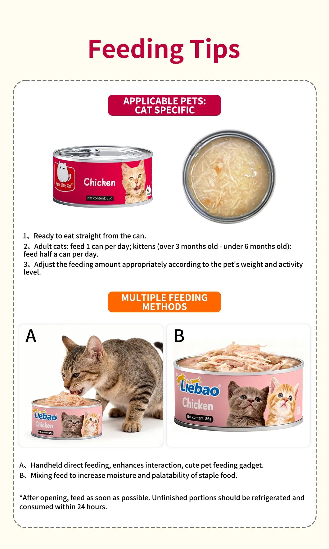 Venta Caliente Fábrica Carne Primero Snacks Húmedos Enlatados Comida para Mascotas para Gatos