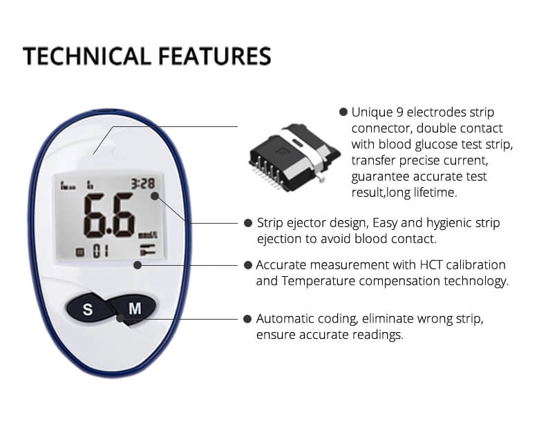 Best Quality Safe Check Digital Blood Glucose Monitor Portable Glucometer to Test Blood Sugar with Factory Price