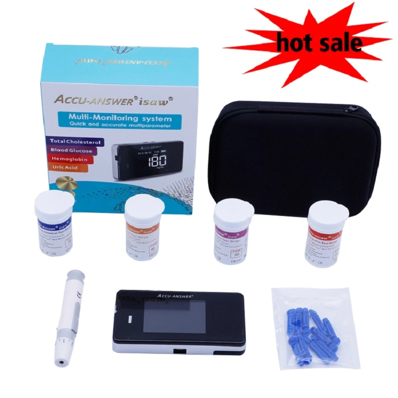 Accu-Answer 4-in-1 Multi-Function Detector Total Cholesterol Blood Glucose Hemoglobin Uric Acid Content Monitor with 4 Boxes of Test Papers